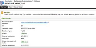 mysql database host settings