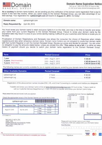 domain renewal group letter