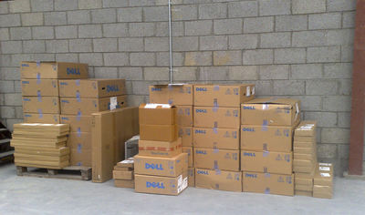 Dell delivery photo showing lots of Dell boxes