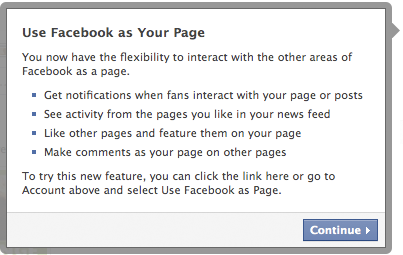 Use Facebook as Page