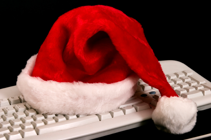 santa hat on keyboard