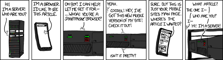 XCKD comic strip about mobile redirects