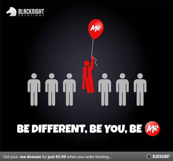 Be Different, Be You, Be Me - Promotional image for .me domain names