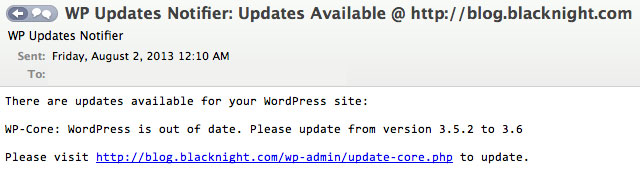 WP Updates Notifier Email