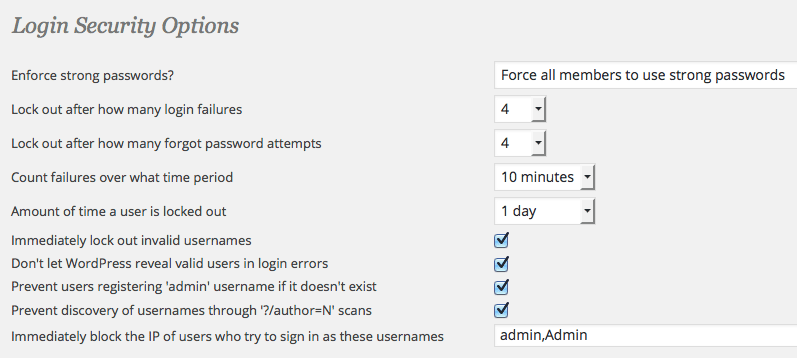 Wordfence security Login preferences