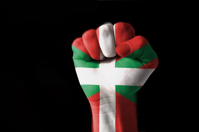 Fist Painted In Colors Of Basque Flag