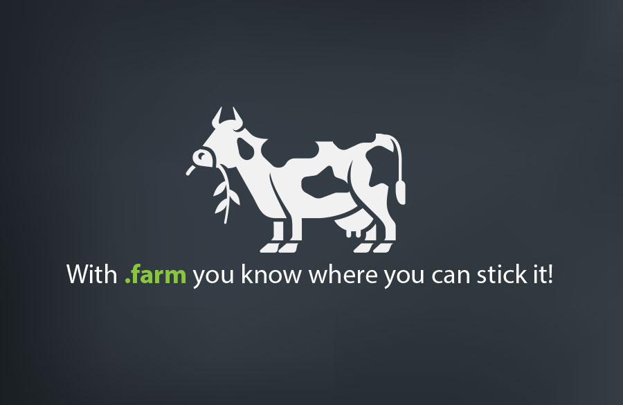 .farm cow image -"with .farm you know where you can stick it!"