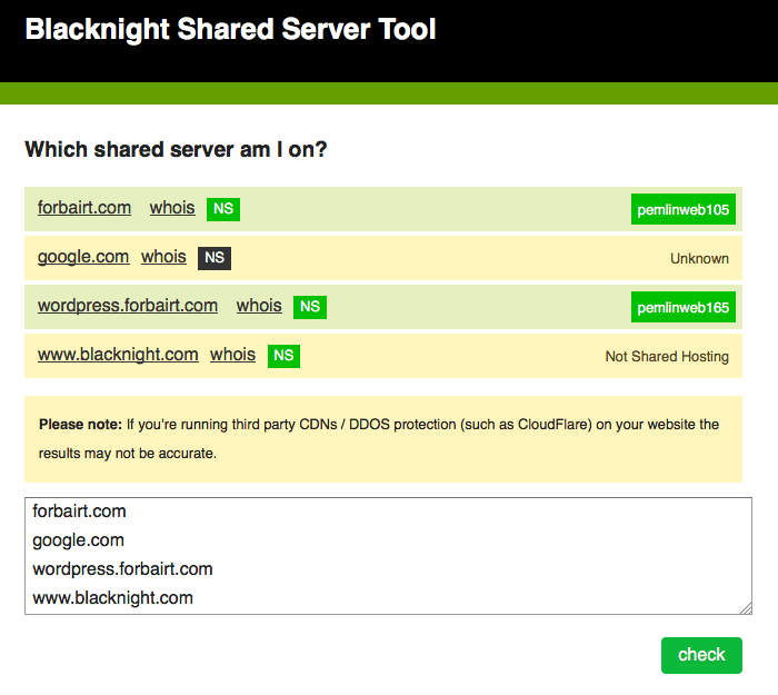 Blacknight Shared Hosting Server Tool