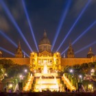 Congrats PuntCat: Over 100 Thousand .Cat Domains Registered Famous light show and magic fountains in front of the National Art Museum at Placa Espanya in Barcelona at night, Catalonia, Spain