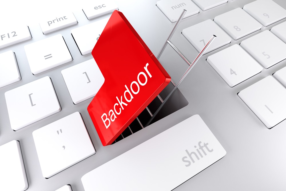 Red backdoor to encryption or security image metaphor