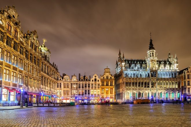The Grand Place or Grote Markt with the Breadhouse is the central square of Brussels Belgium and UNESCO World Heritage Site