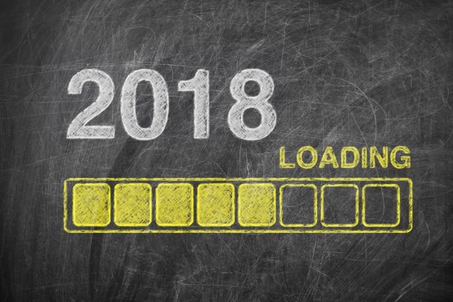 Progress Bar Showing Loading of 2018 New Year on Chalkboard extreme closeup