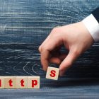 Don’t Scare Away Your Customers Hand holds a cube with the letter S with the word http. Changing the protocol for security and transfer of hypervistext, increasing the security of websites. Certification of security on the Internet