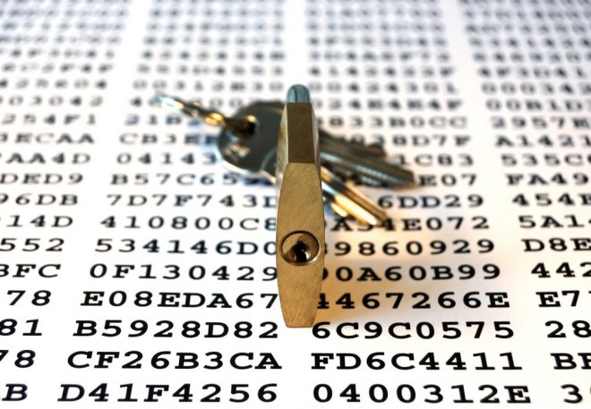 Cipher keys and padlock with keys symbolizing encryption