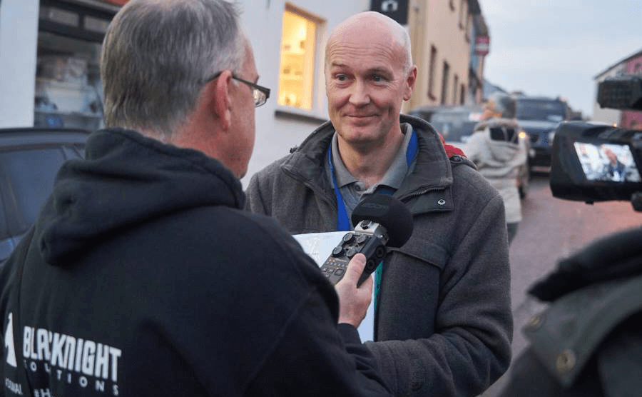Congregation founder Eoin Kennedy is interviewed by Conn Ó Muíneacháin for The Blacknight Podcast. Photo: Gerry Dzerinaldas, Dreamline Photography