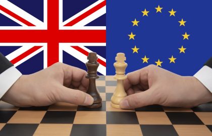 Brexit Impact on Hosting Services & Domains British and European Union Brexit negotiations. Chess game concept.