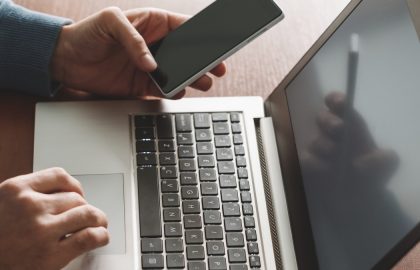 Secure Your Account With 2 Step Verification Two factor authentication. Progressive technology identity verification. Man entering security code to access his bank account or private data online.