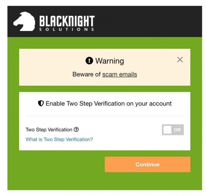 Adding two step verification to your Blacknight account