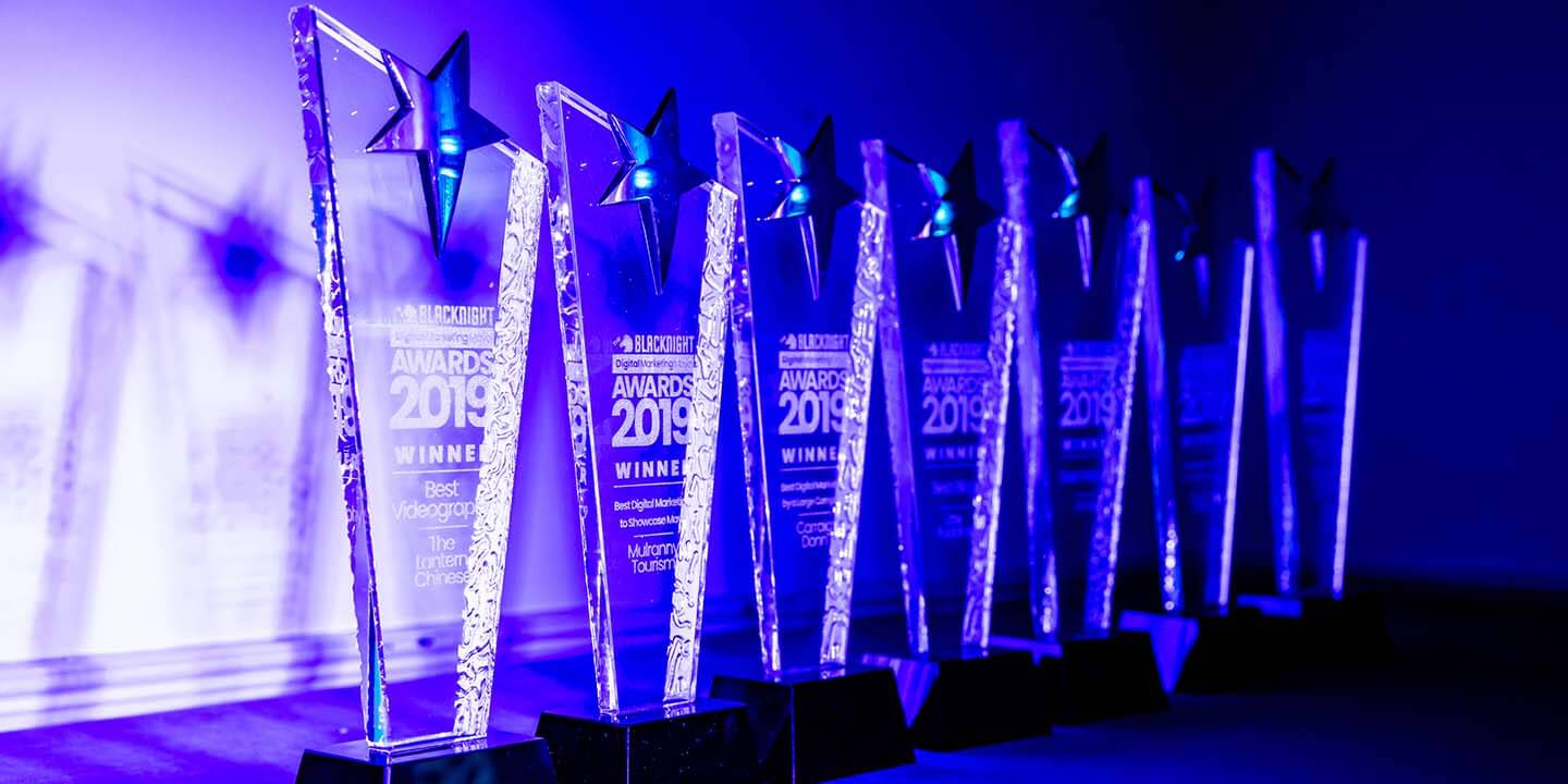 Trophies for the Blacknight Digital Marketing Mayo Awards, sponsored by OK Trophy Centre, Castlebar