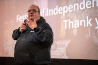 Michele giving a speech at IndiCork Festival 2025